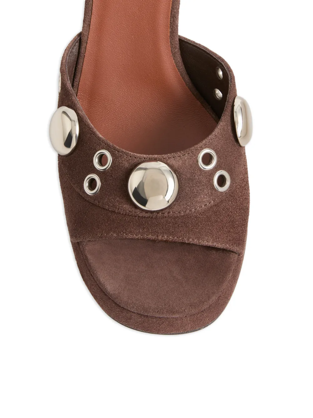 Valentino Garavani Leren Nellcôte sandalen met plateauzool studs en ringlets Bruin