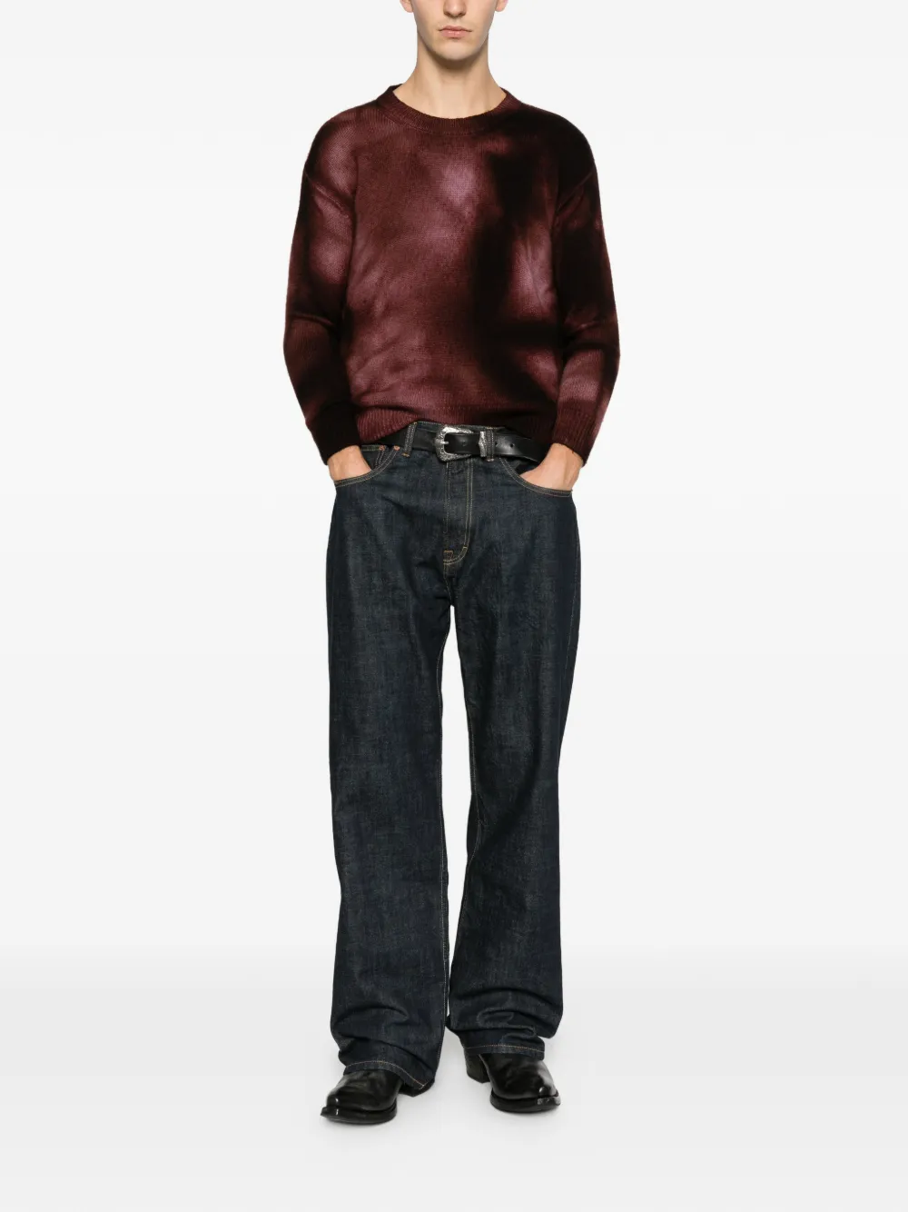 Pre-owned A.n.g.e.l.o. Vintage Upcycling Tie-dye Sweater In Brown