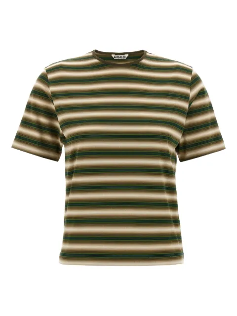 Auralee Camiseta decote careca com listras