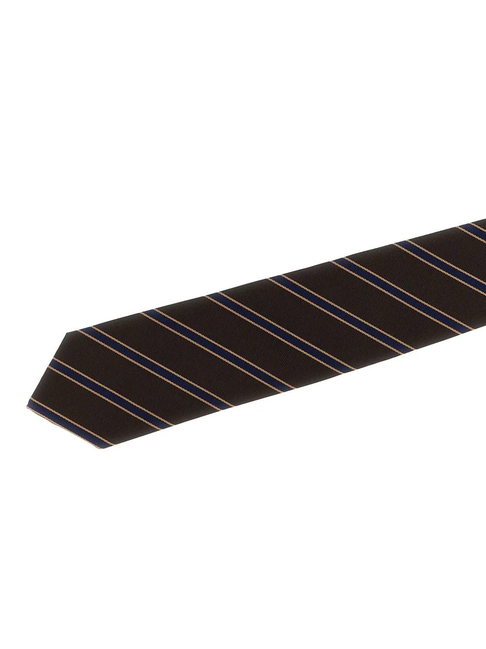 Auralee Striped Silk Tie In Brown