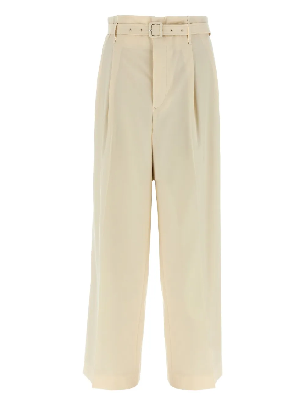 Auralee High Waist Wide Leg Pleated Trousers In Neutral