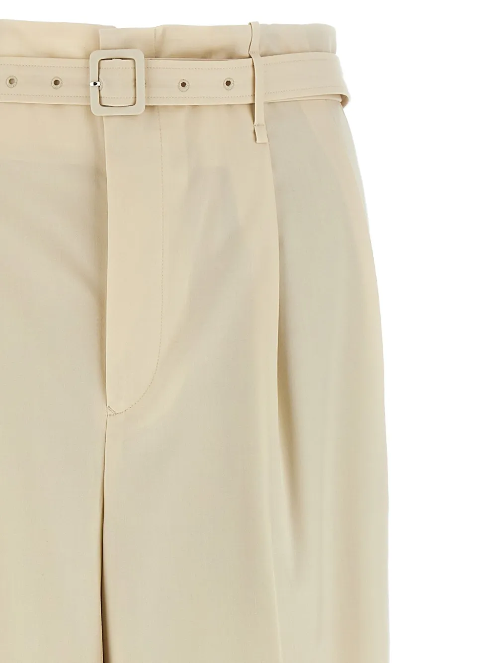 Auralee High Waist Wide Leg Pleated Trousers In Neutral