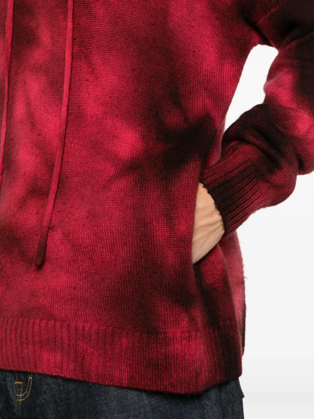 Pre-owned A.n.g.e.l.o. Vintage Upcycling Hooded Tie-dye Sweater In Red