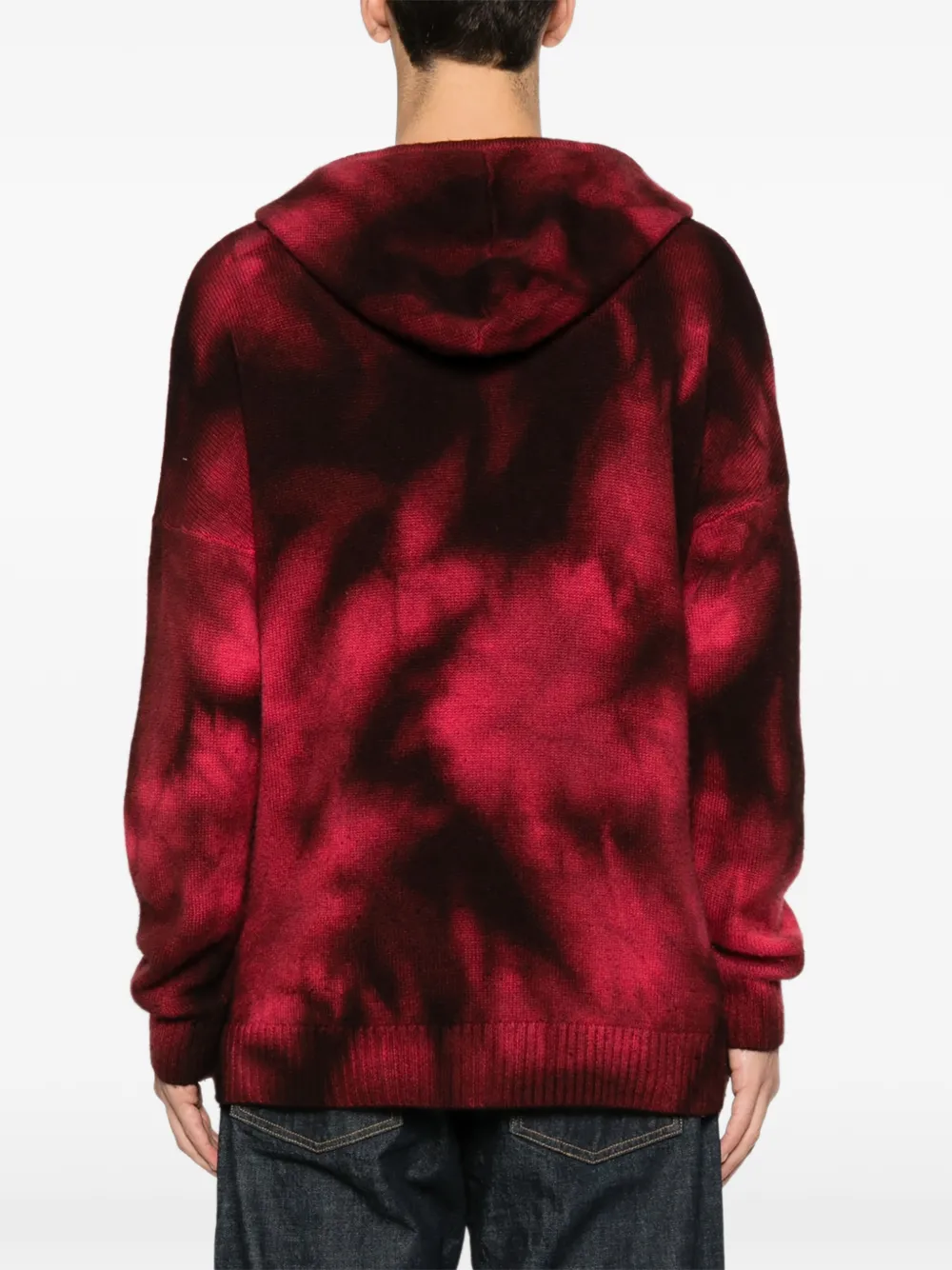 Pre-owned A.n.g.e.l.o. Vintage Upcycling Hooded Tie-dye Sweater In Red