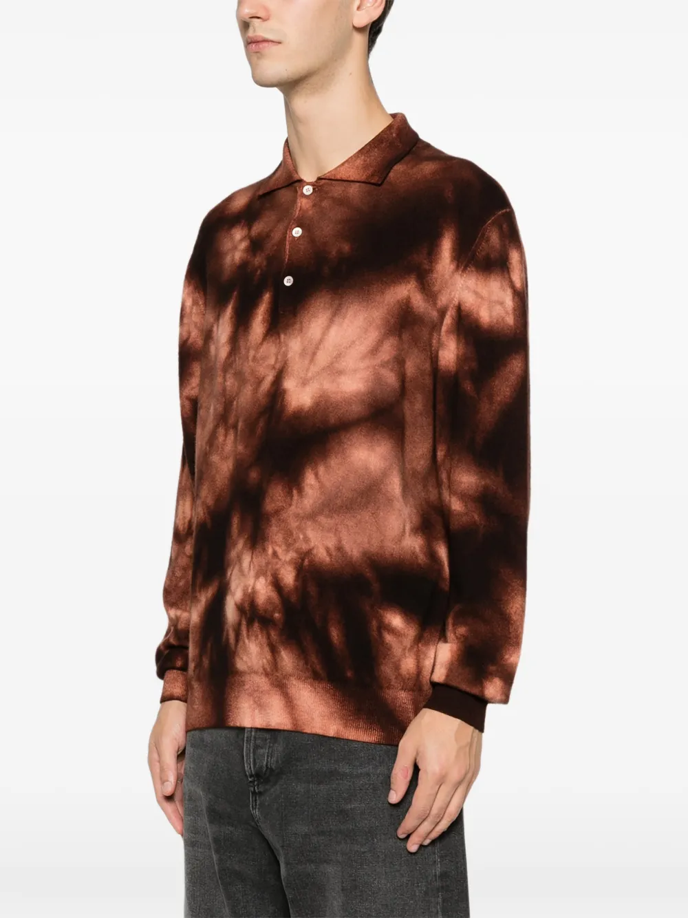 Pre-owned A.n.g.e.l.o. Vintage Upcycling Tie-dye Collared Sweater In Brown