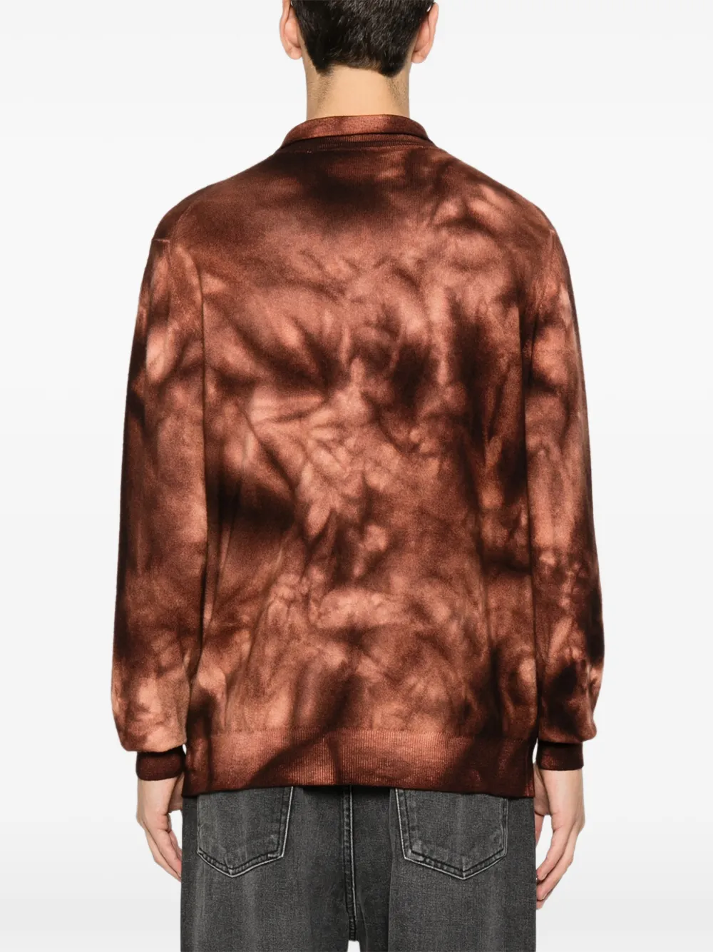 Pre-owned A.n.g.e.l.o. Vintage Upcycling Tie-dye Collared Sweater In Brown