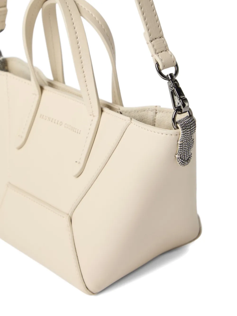 Brunello Cucinelli Calfskin Mini Bc Duo Bag In Neutral