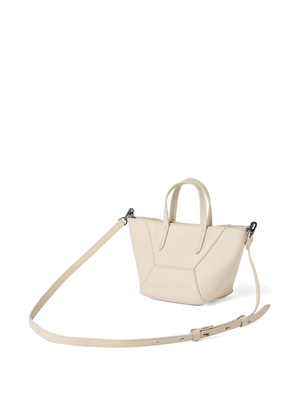 Brunello Cucinelli Calfskin Mini Bc Duo Bag In Neutral