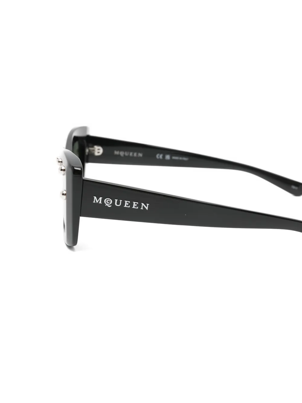  Alexander Mcqueen Eyewear Studded Rectangle-frame Sunglasses - Black 