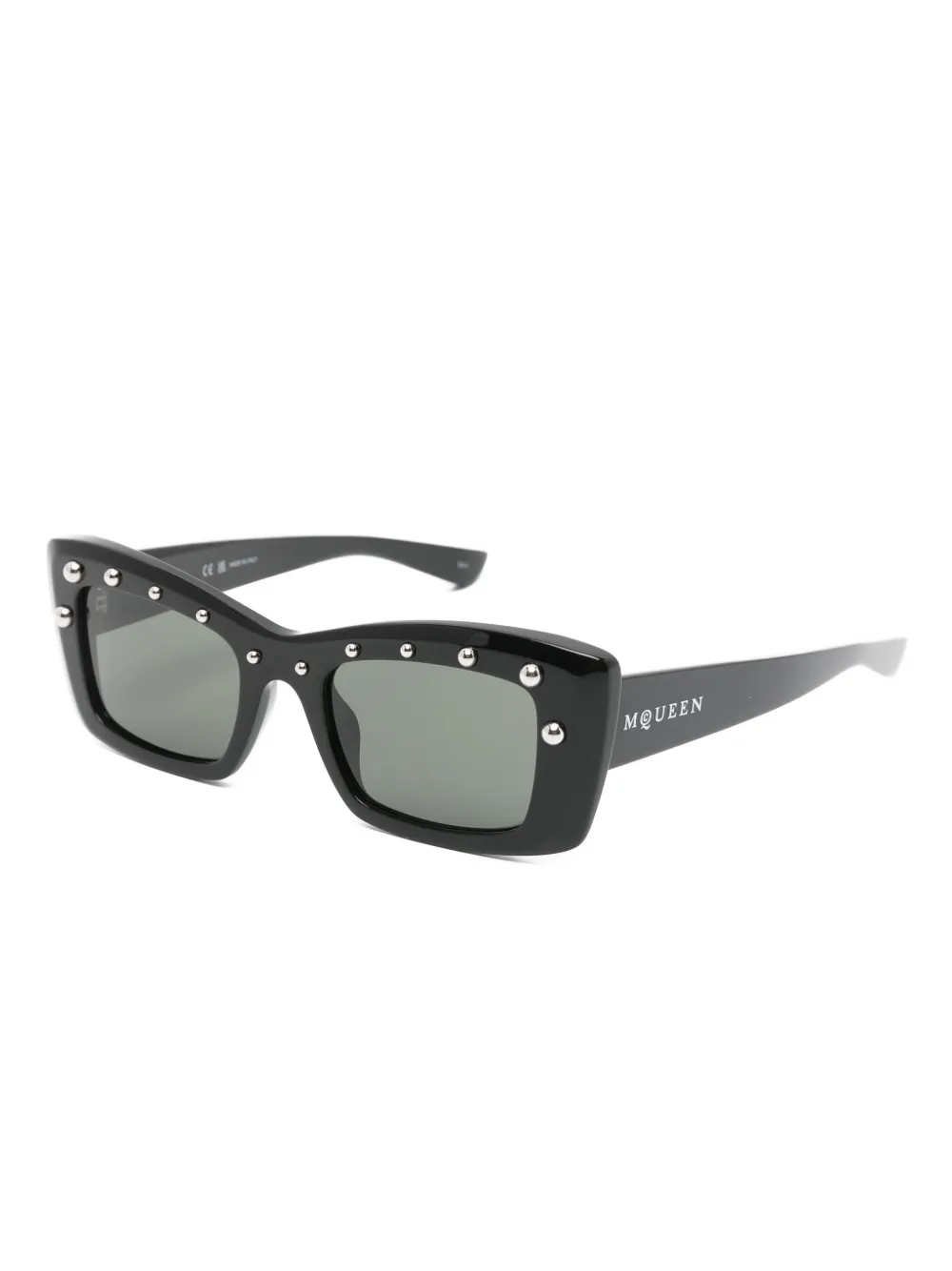 Alexander McQueen Eyewear Zonnebril met rechthoekig montuur en studs - Zwart