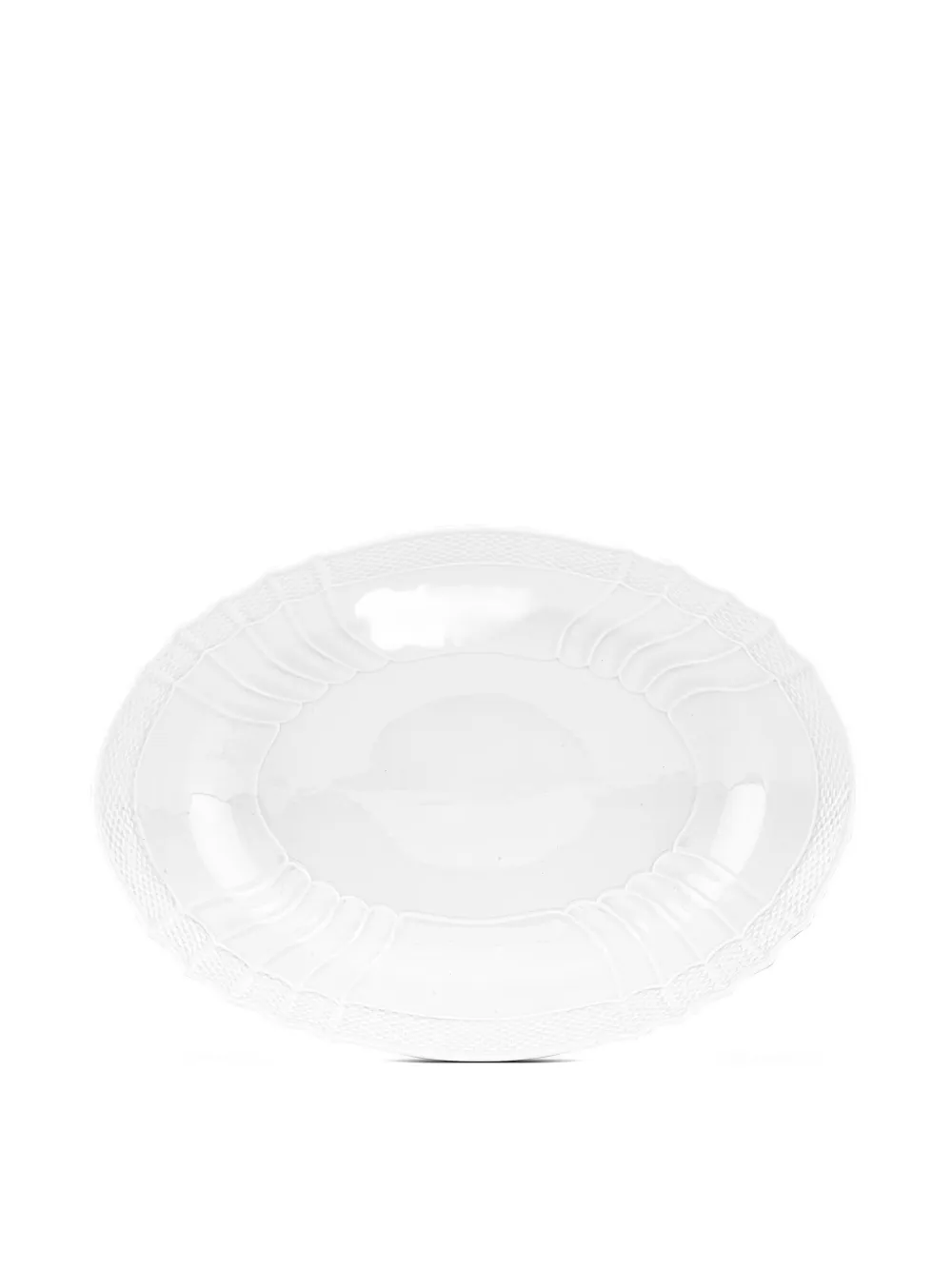 GINORI 1735 embossed textured oval plate (25cm x 33cm) | White | Image 1