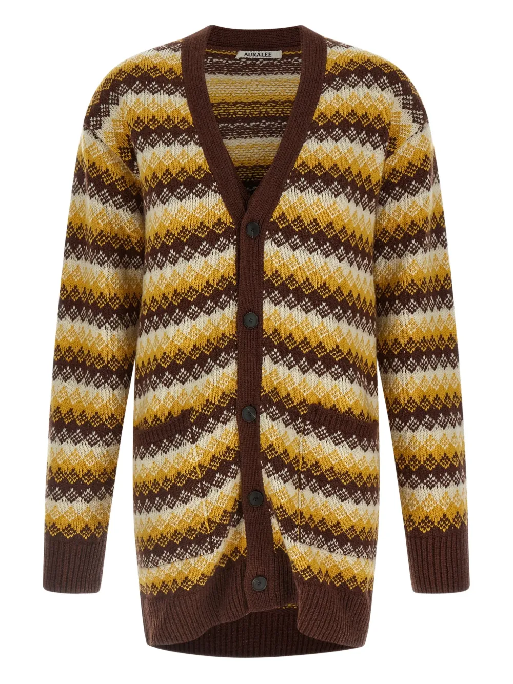 Auralee Patterned-jacquard Cardigan In Brown