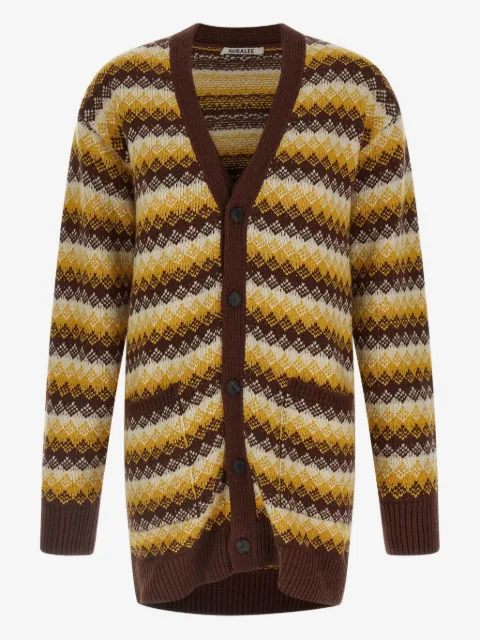 Auralee patterned-jacquard cardigan