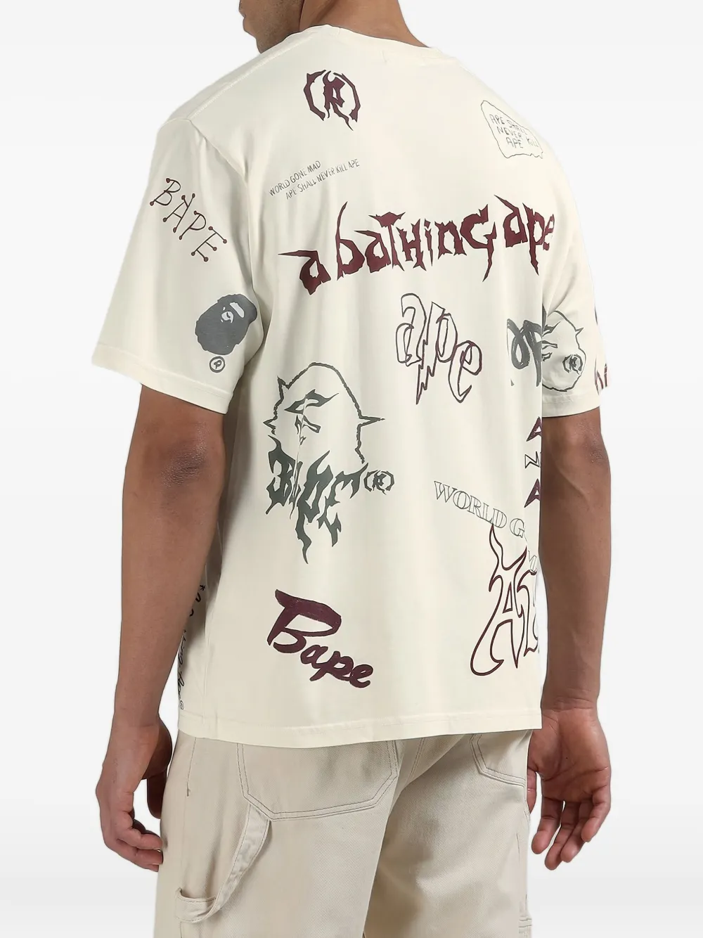 A BATHING APE World Gone Mad graphic-print T-shirt - Wit