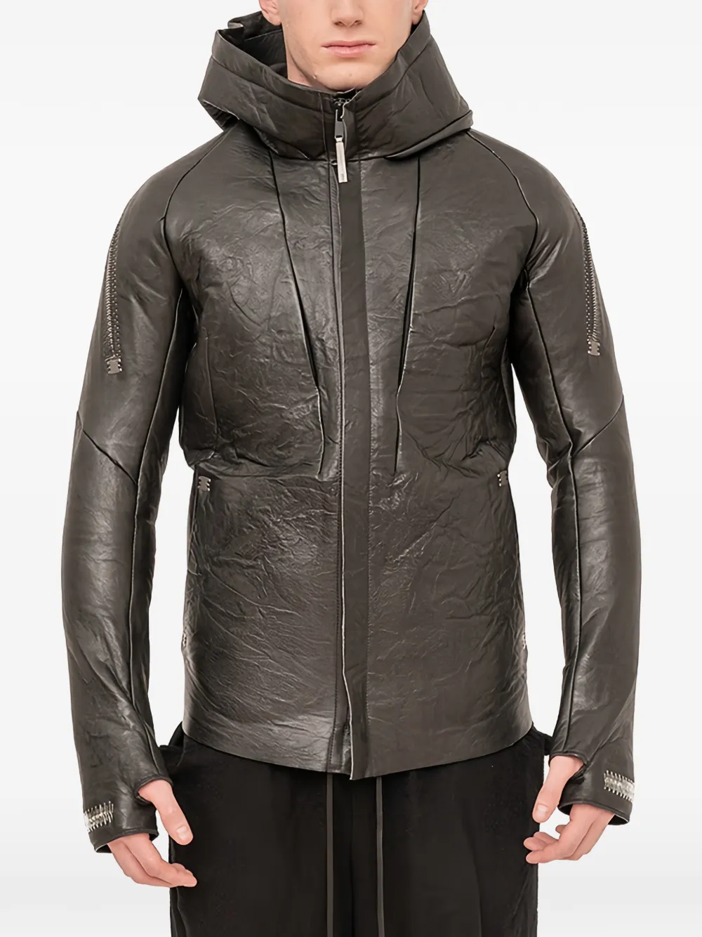 Isaac Sellam Experience Malfeiteur Hooded Zip-up Leather Jacket In Black