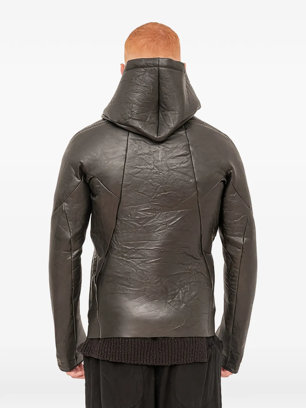 Isaac Sellam Experience Malfeiteur Hooded Zip-up Leather Jacket In Black