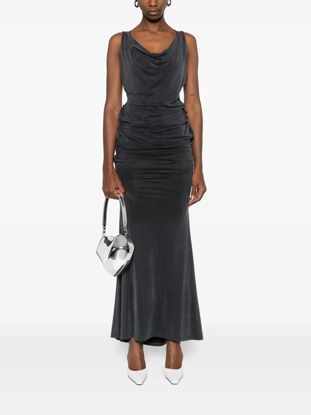 Vivienne Westwood Liz gesmockte maxi-jurk met col - Grijs