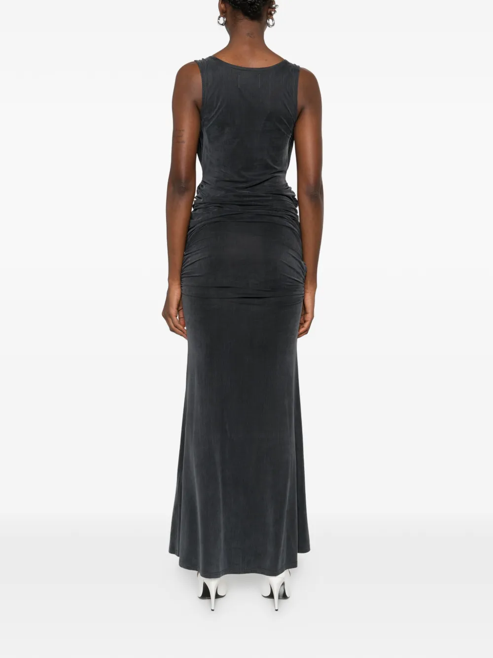 Vivienne Westwood Liz gesmockte maxi-jurk met col Grijs