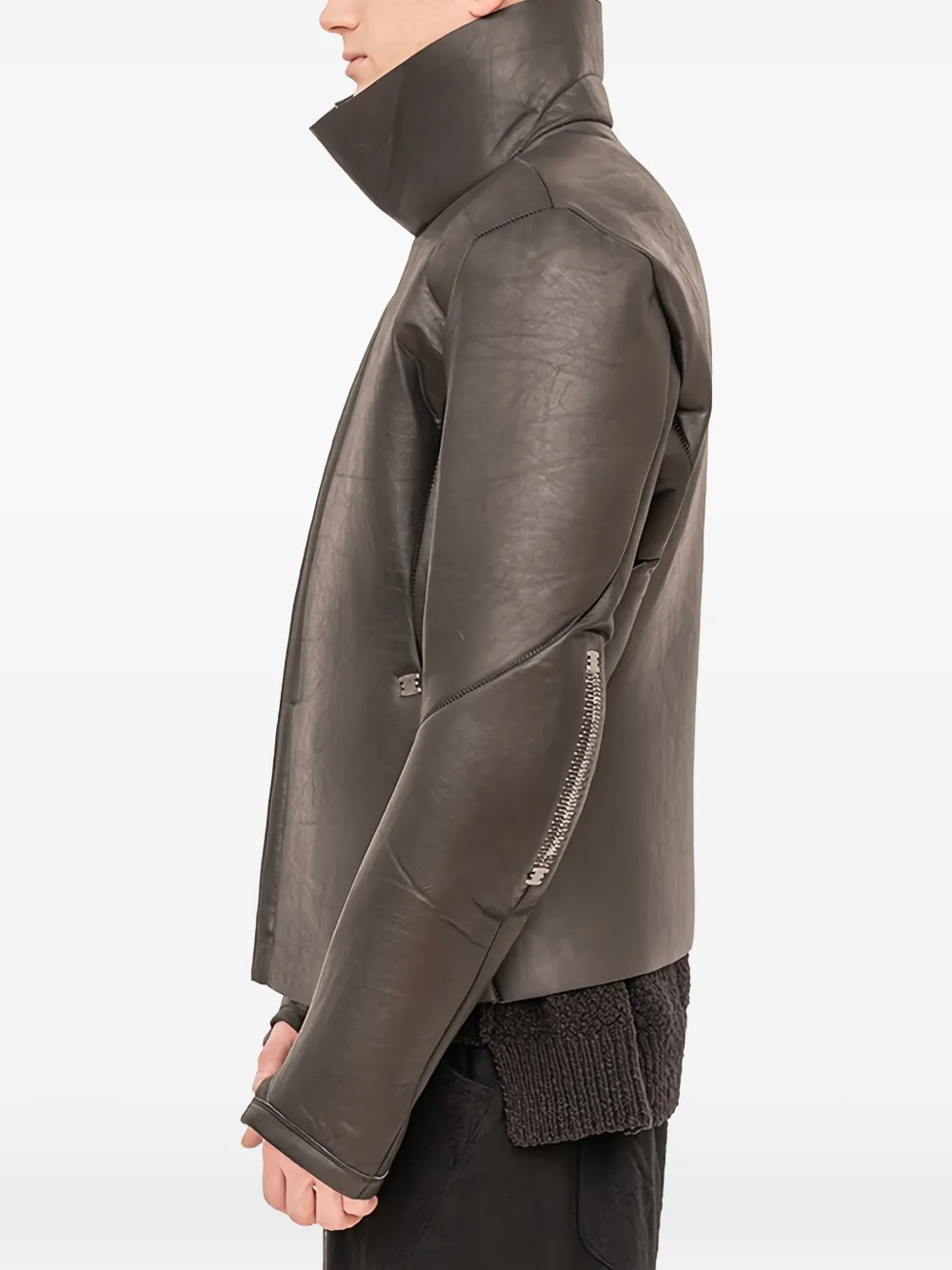 Isaac Sellam Experience Imparable High-neck Zip-up Jacket In Brown