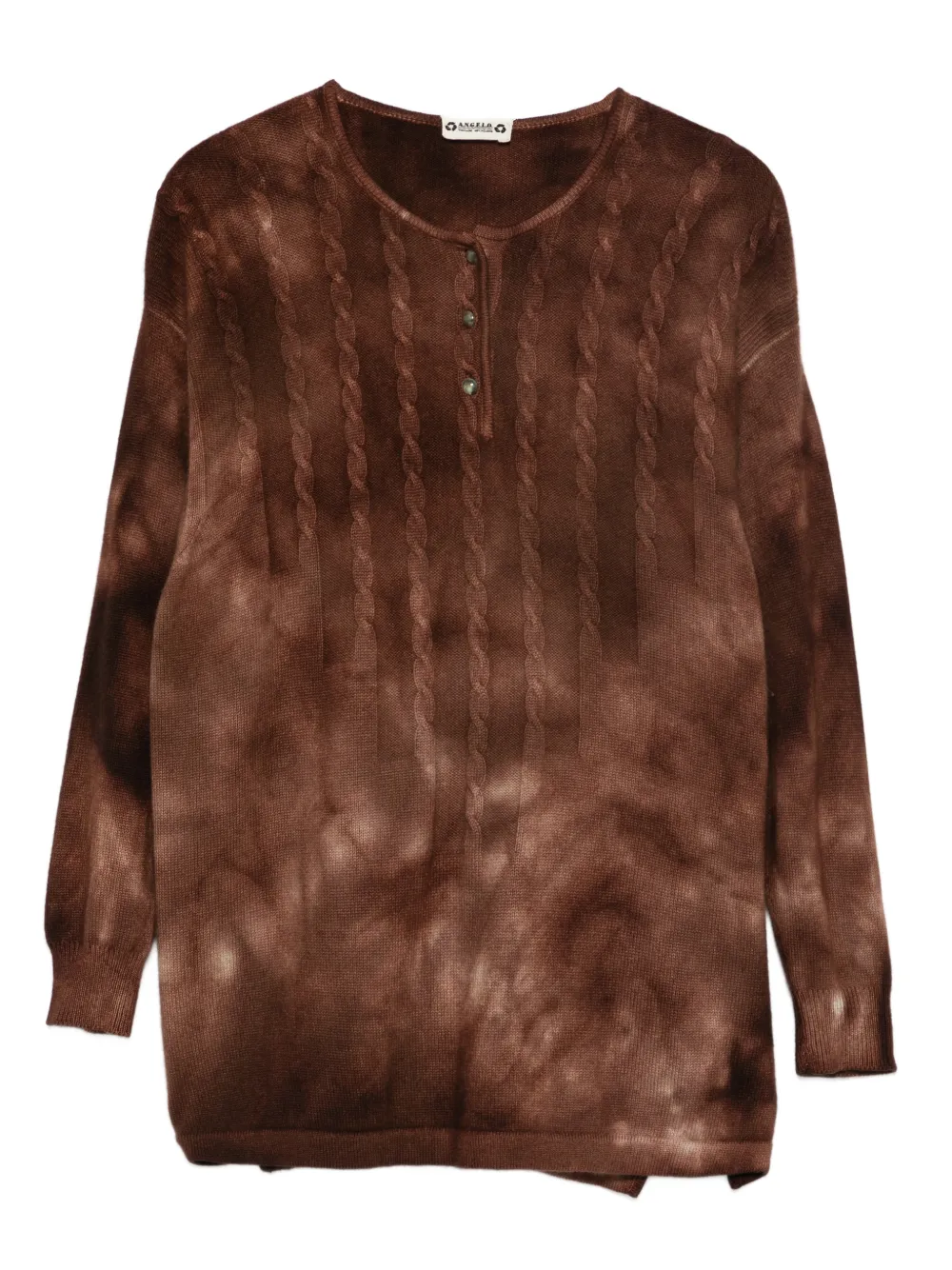 Pre-owned A.n.g.e.l.o. Vintage Upcycling Angelo Vintage Upcycling Cable-knit Buttoned Sweater In Brown