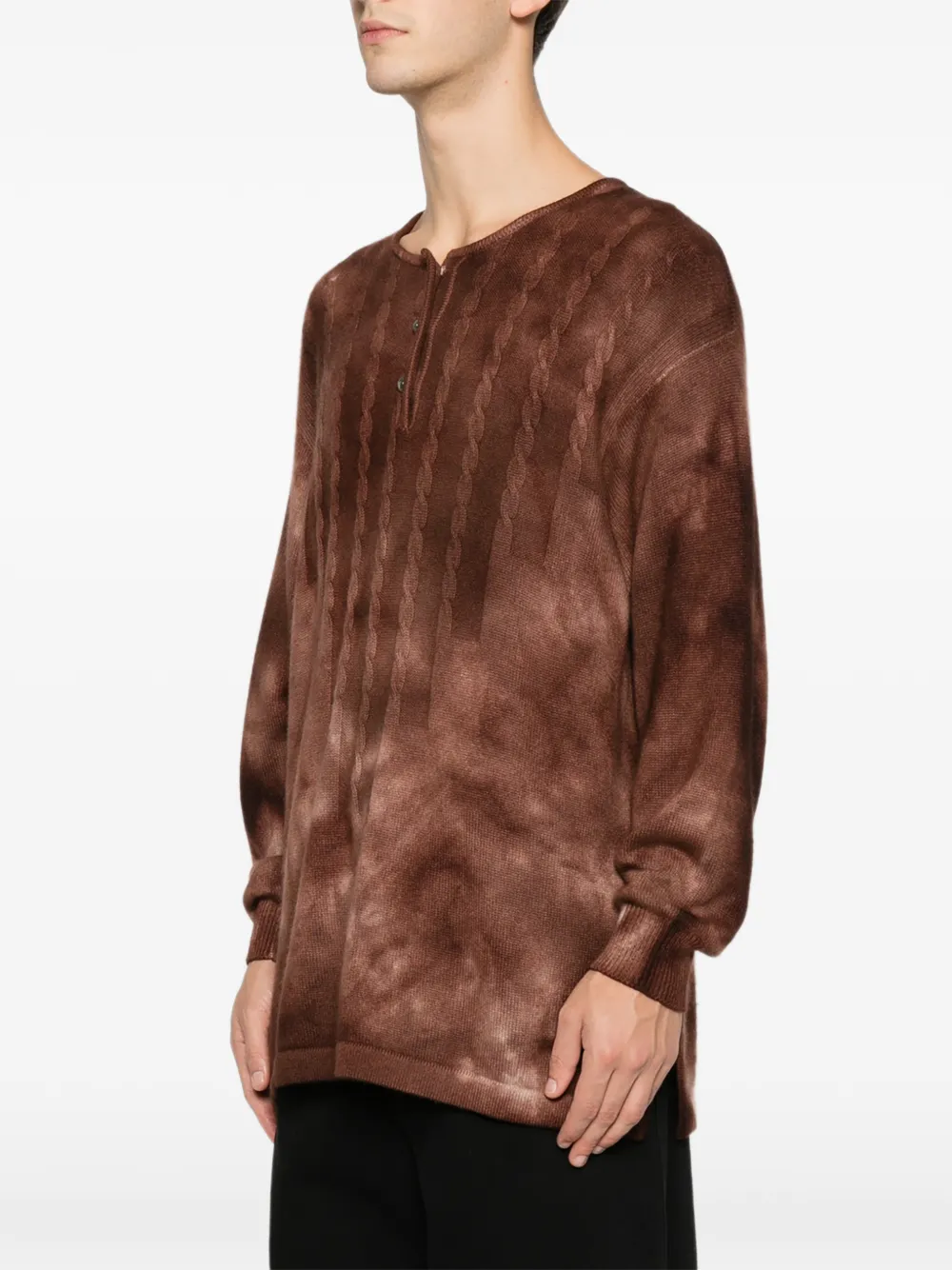 Pre-owned A.n.g.e.l.o. Vintage Upcycling Angelo Vintage Upcycling Cable-knit Buttoned Sweater In Brown