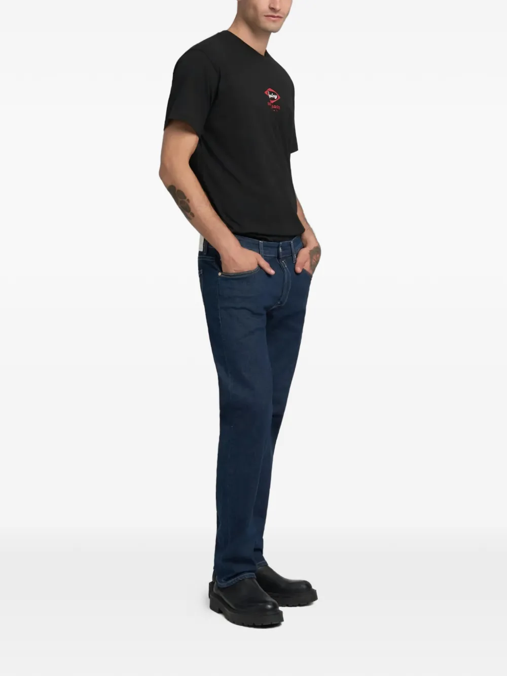 Replay logo jeans Blauw