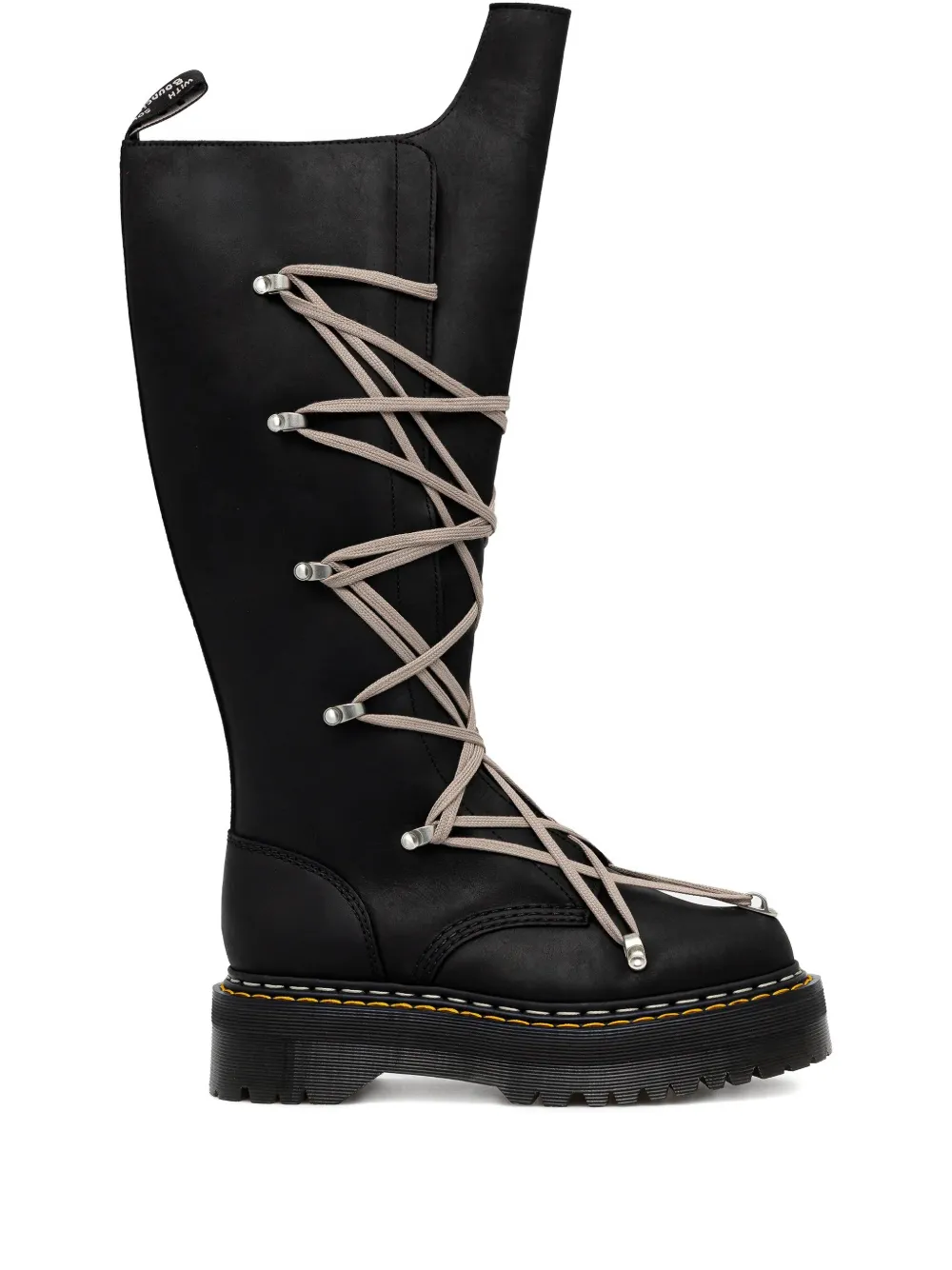 Dr. Martens X Rick Owens 1b60 Quad Sole Pentalace Leather Boots In Black