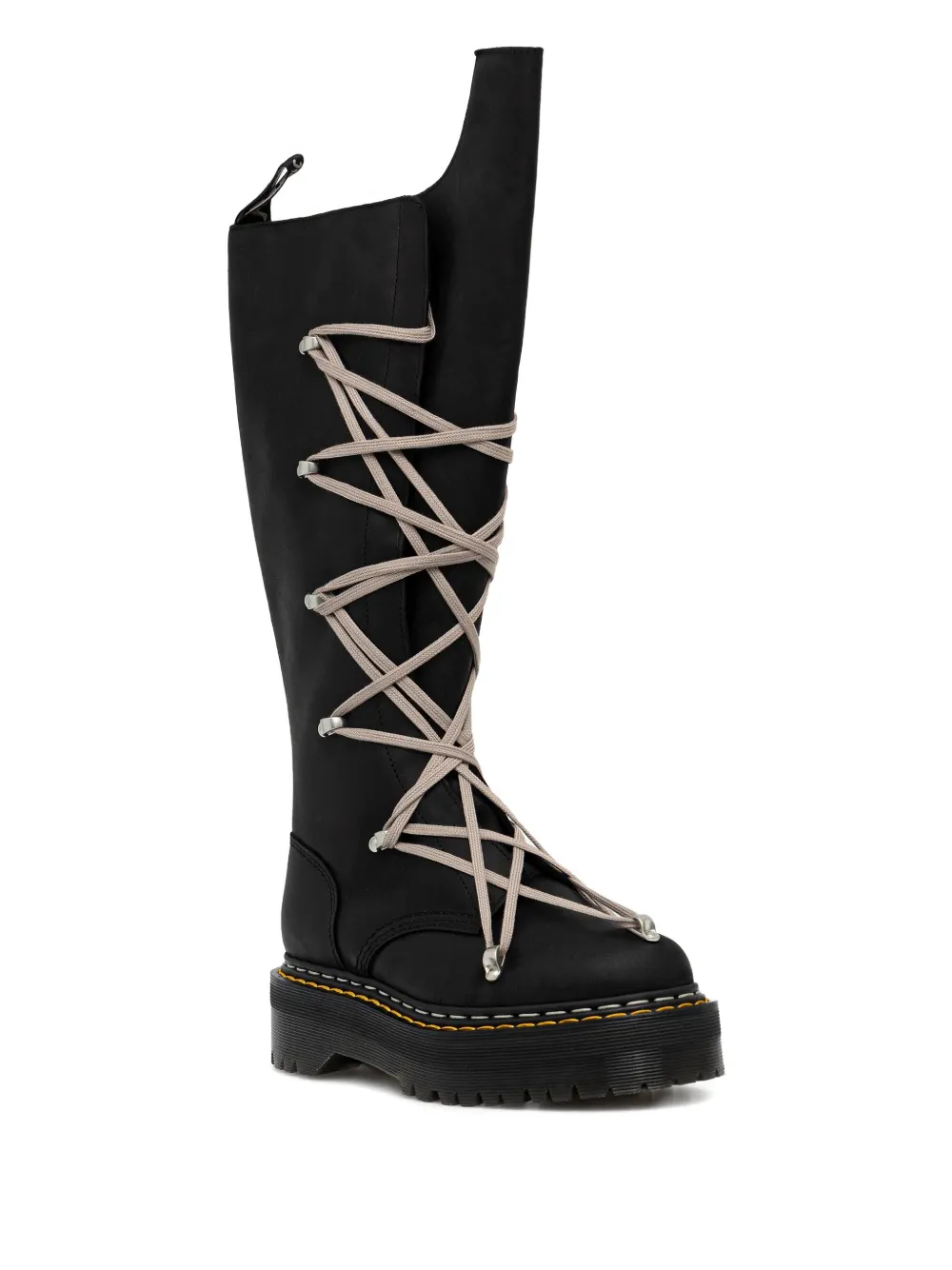 Dr. Martens X Rick Owens 1b60 Quad Sole Pentalace Leather Boots In Black