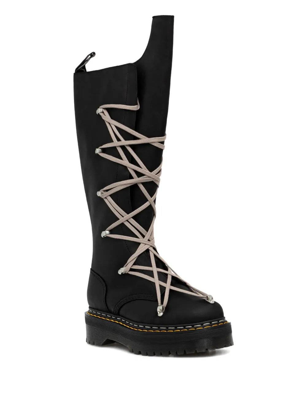 Dr. Martens X Rick Owens 1b60 Quad Sole Pentalace Leather Boots In Black