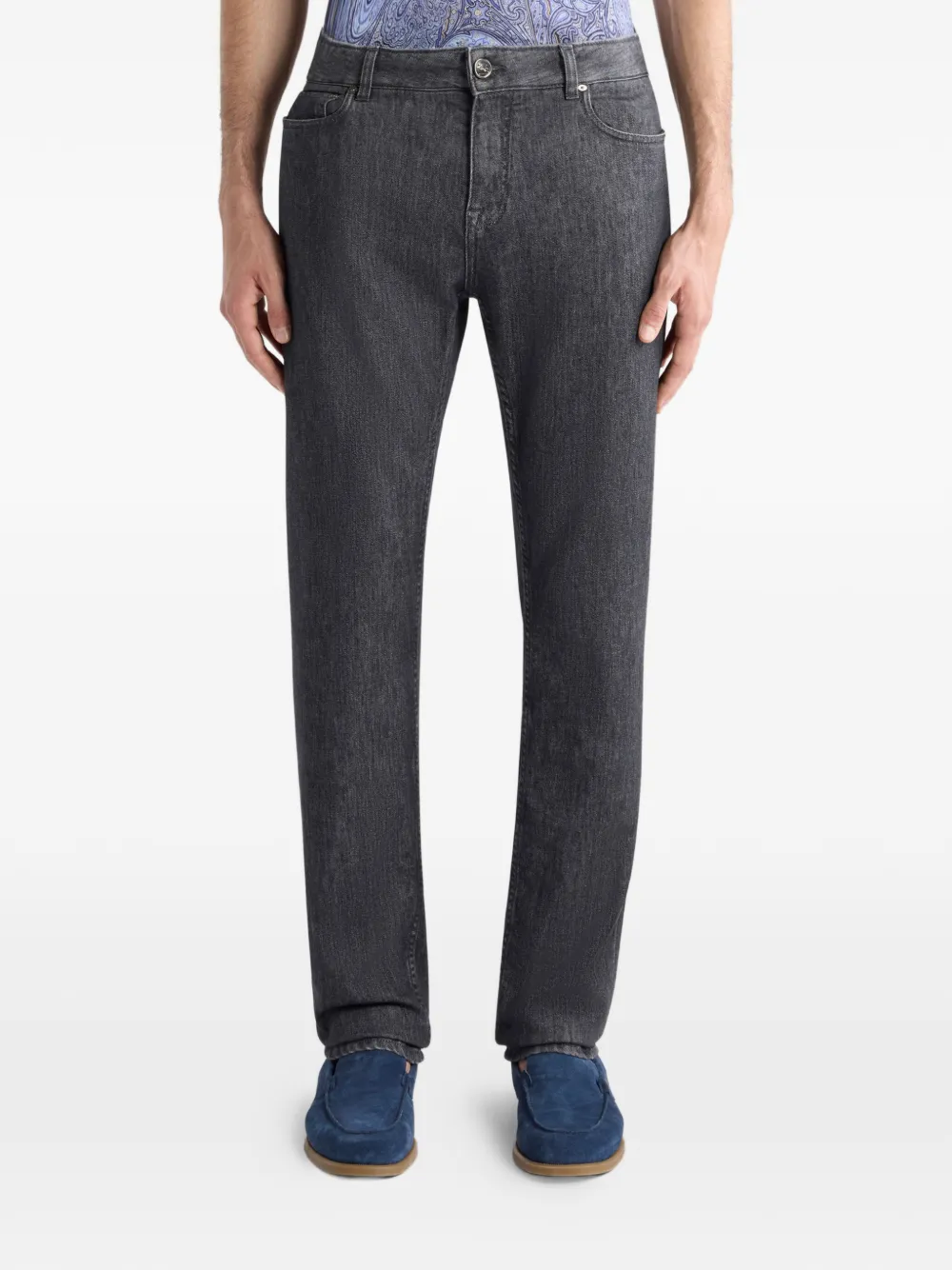 ETRO Pegaso-appliqué jeans - Grijs