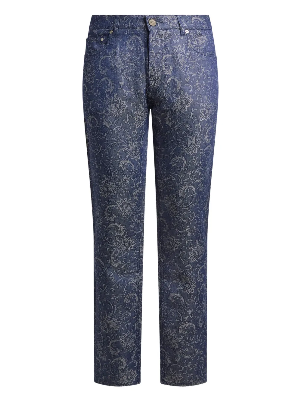 ETRO jacquard leafy paisley-motif jeans - Blu