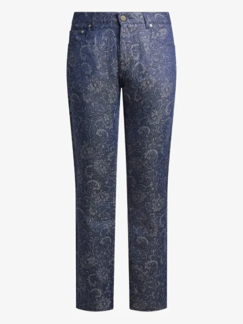 ETRO jacquard leafy paisley-motif jeans