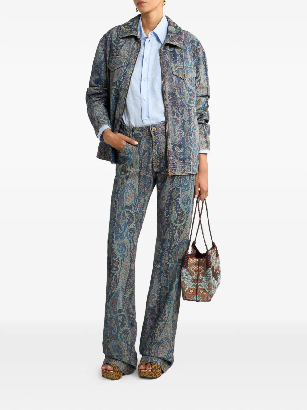 ETRO Flared jeans met paisley-patroon - Blauw