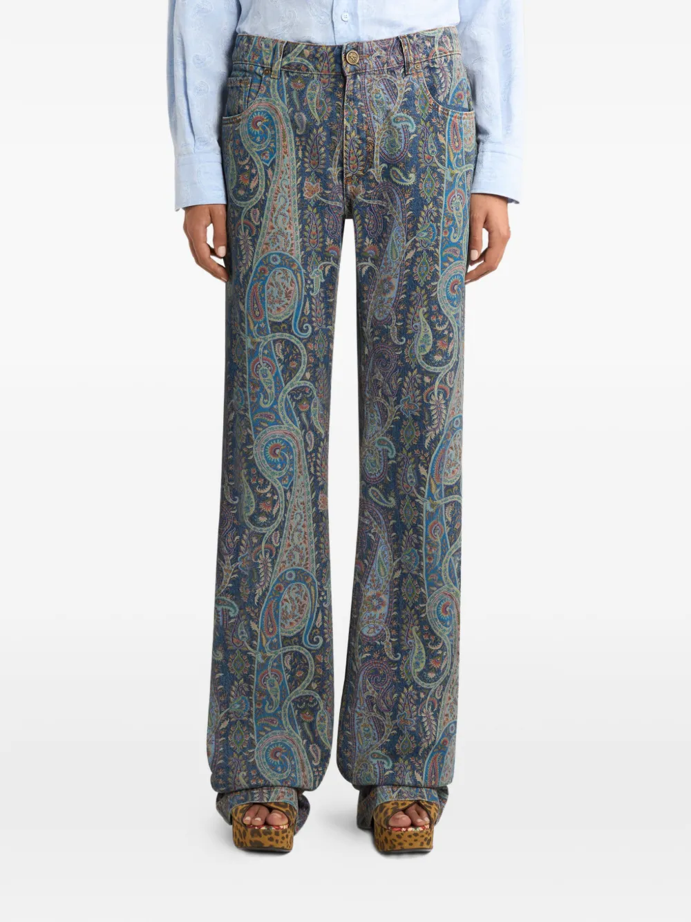  Etro Floral Paisley-motif Flared Jeans - Blue 