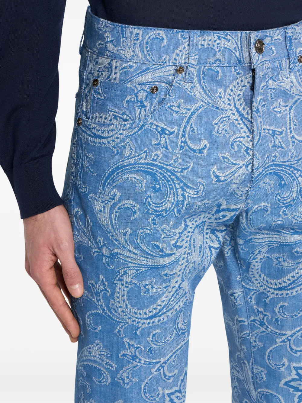 ETRO Denim jeans met paisley-jacquard Blauw
