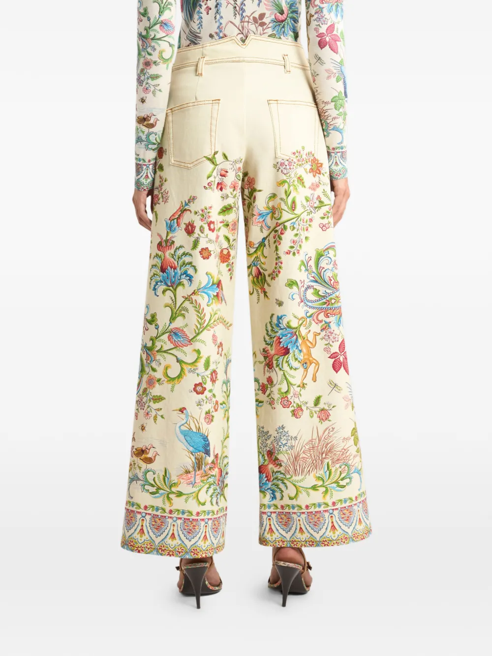  Etro Vaqueros Anchos Con Estampado De Flora Y Fauna - Neutro 