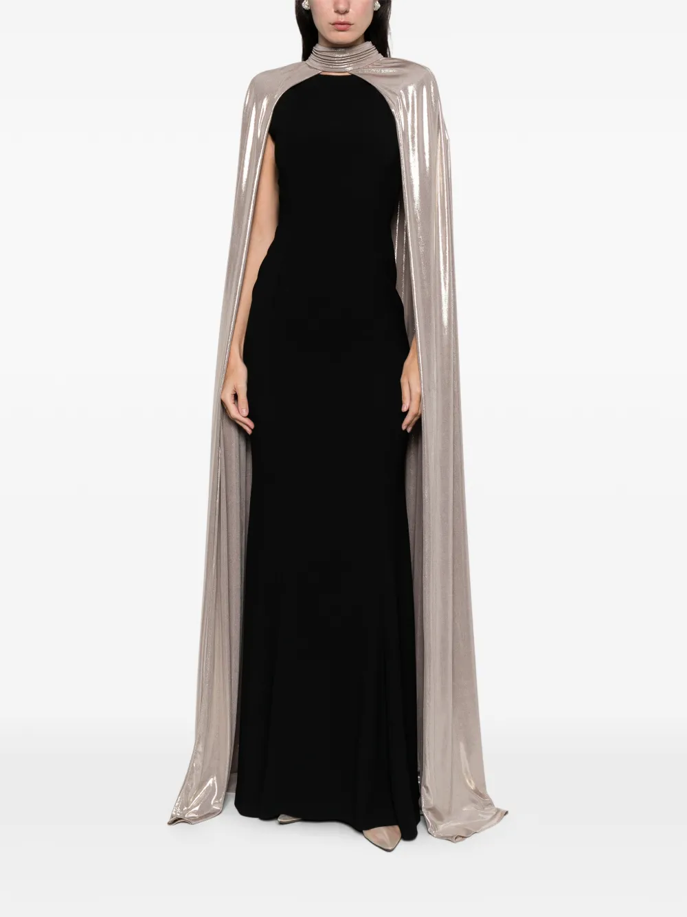 Cristallini Noa High-neck Cape In Brown