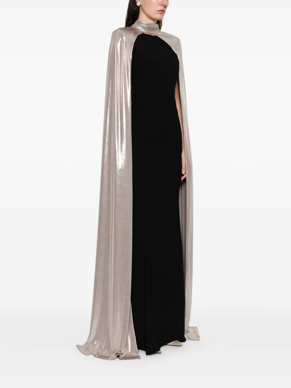 Cristallini Noa High-neck Cape In Brown