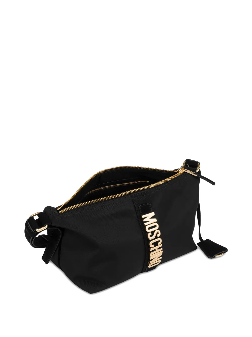 Moschino Logo-lettering Shoulder Bag In Black