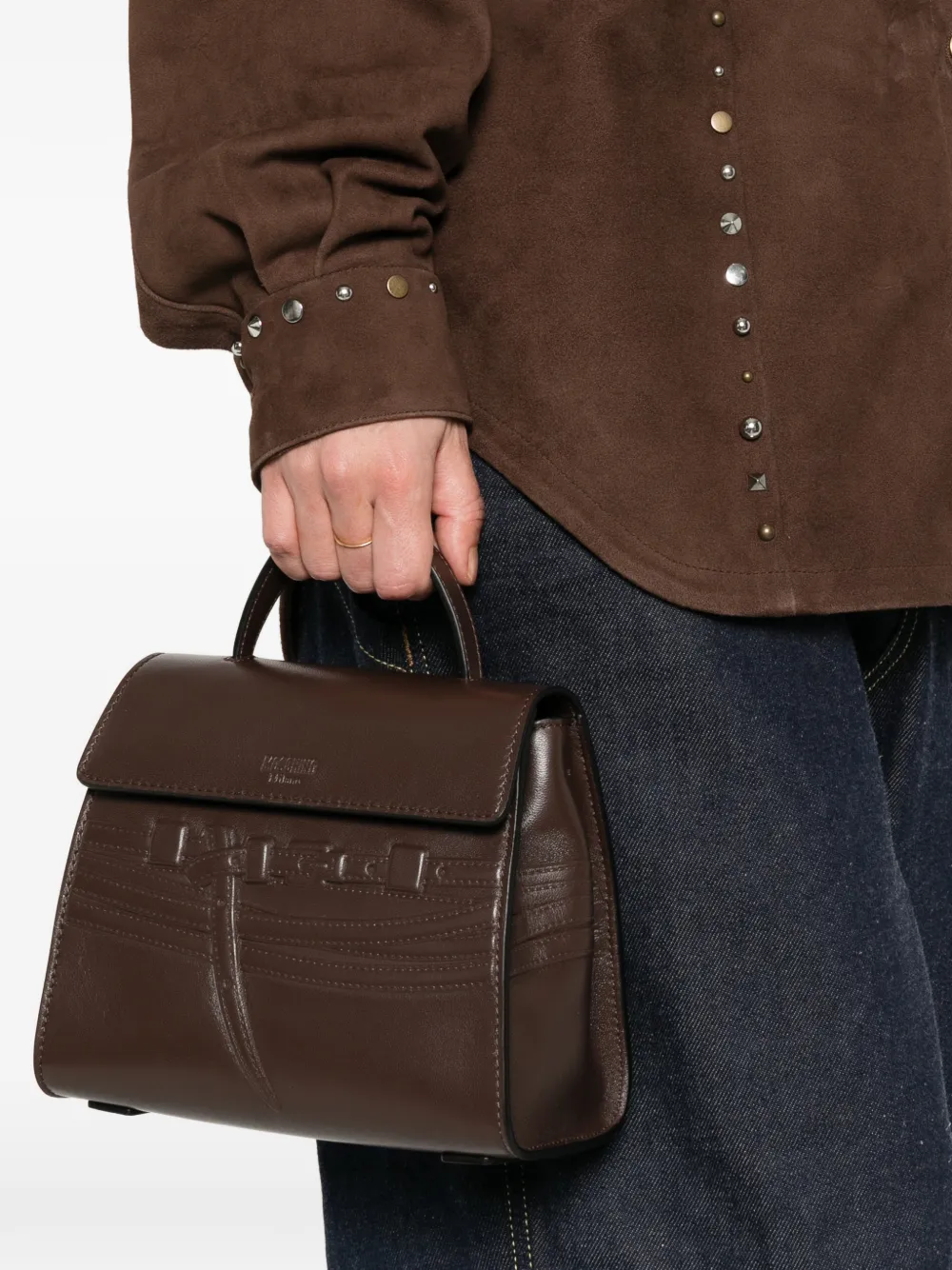Moschino Shopper met logo-reliëf Bruin