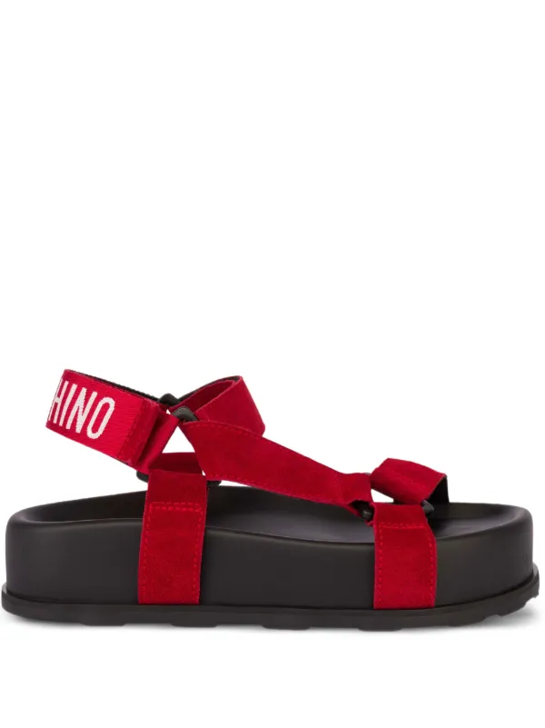Moschino Suede Sandals in Red