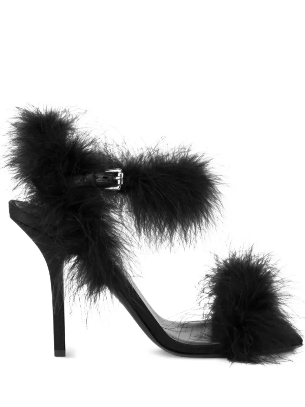 Moschino Feather-embellished Sandals in Black