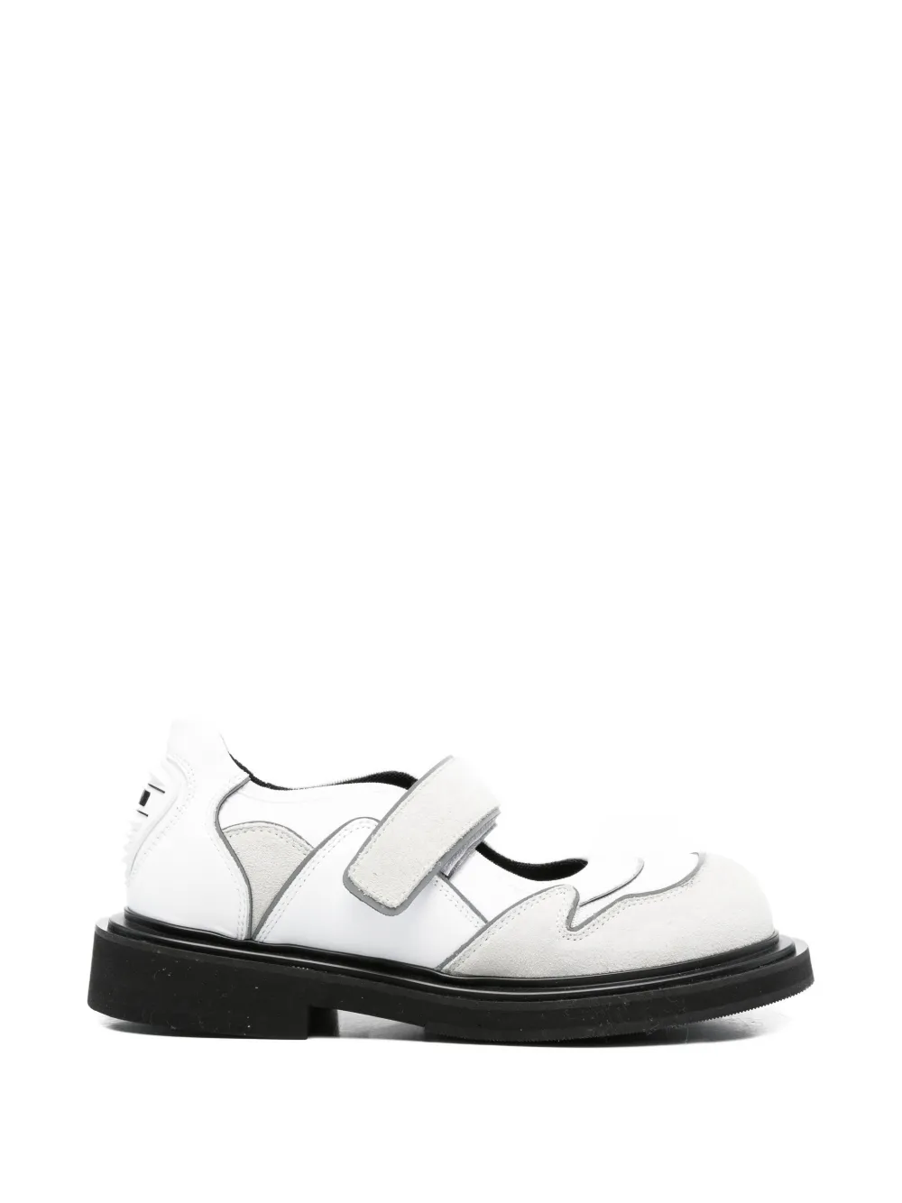 Moschino strap panelled leather ballet flats - Bianco