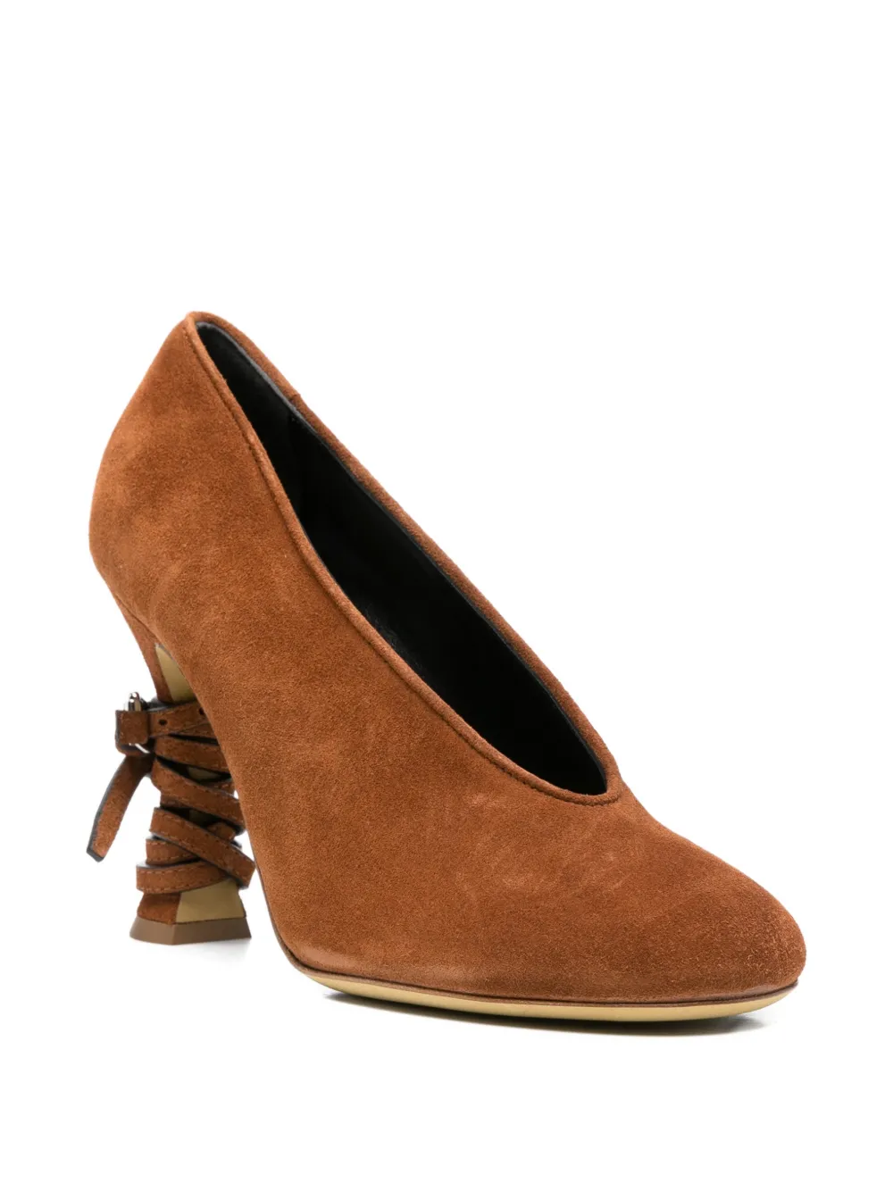 Moschino laced leather pumps Bruin