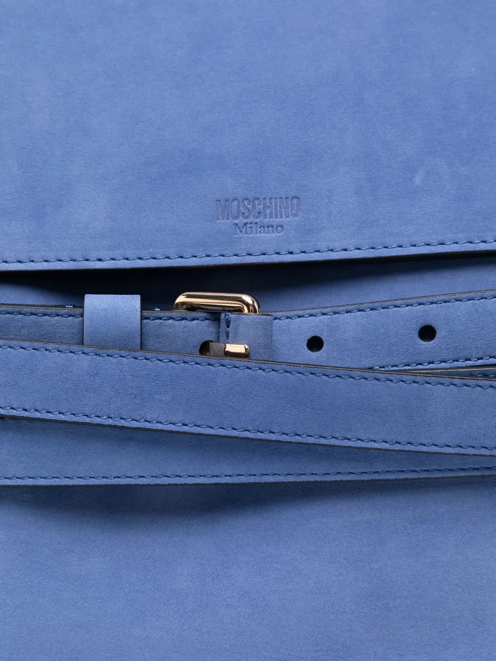 Moschino Schoudertas met logodetail en gesp Blauw