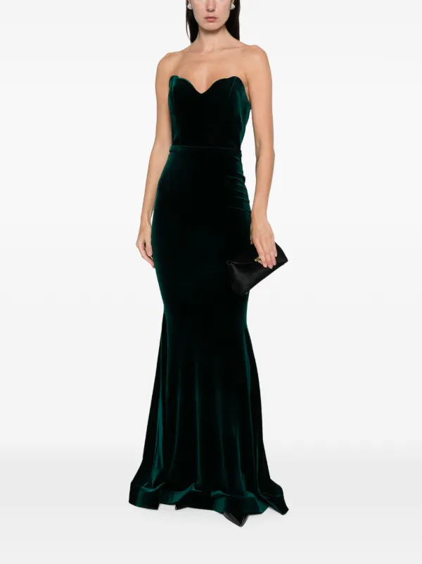 CRISTALLINI Enya Sweetheart Velvet Maxi Dress | Green | FARFETCH BH CRISTALLINI Enya Sweetheart Velvet Maxi Dress | Green | FARFETCH BH