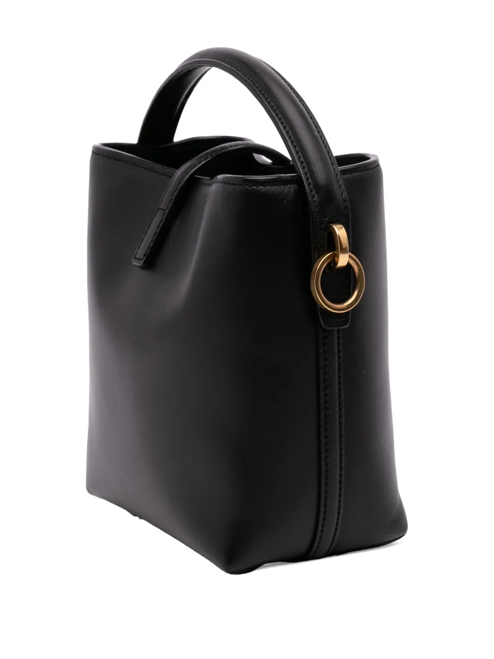 Pre-owned Saint Laurent 2023 Mini Shiny Calfskin Le 37 Bucket Bag Satchel In Black