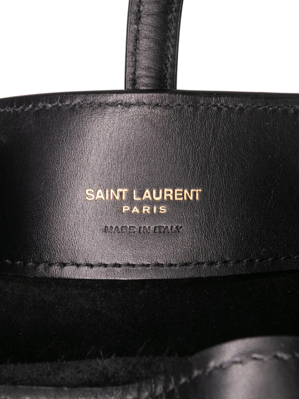 Pre-owned Saint Laurent 2023 Mini Shiny Calfskin Le 37 Bucket Bag Satchel In Black