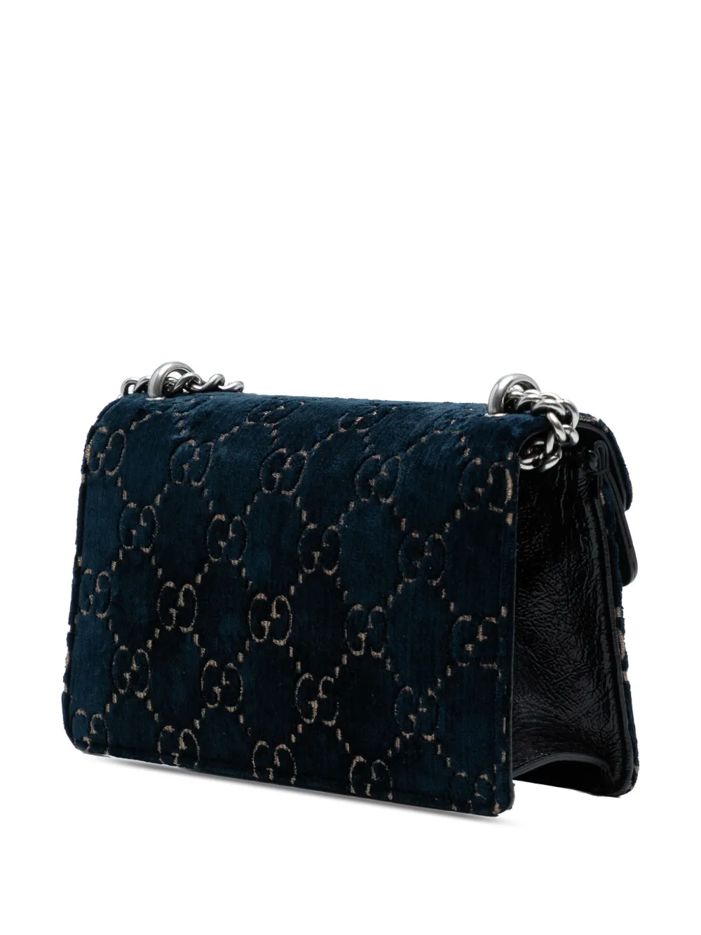 GUCCI Pre-owned 2016-2025 Medium Gg Velvet Dionysus Crossbody Bag In Blue