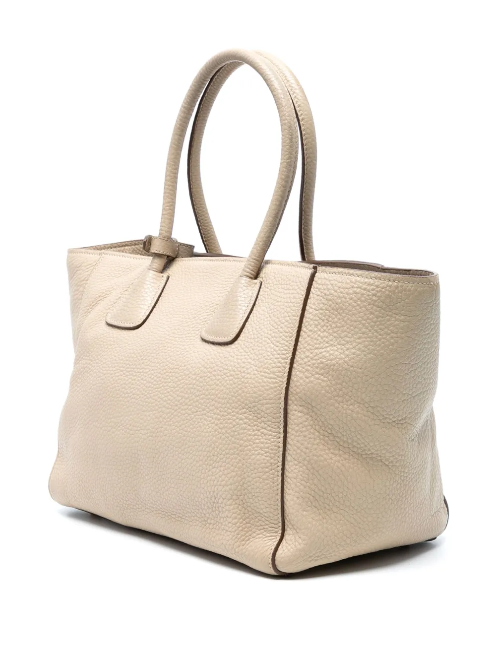 Pre-owned Prada 2000-2025 Vitello Daino Front Pocket Open Convertible Tote Satchel In Brown